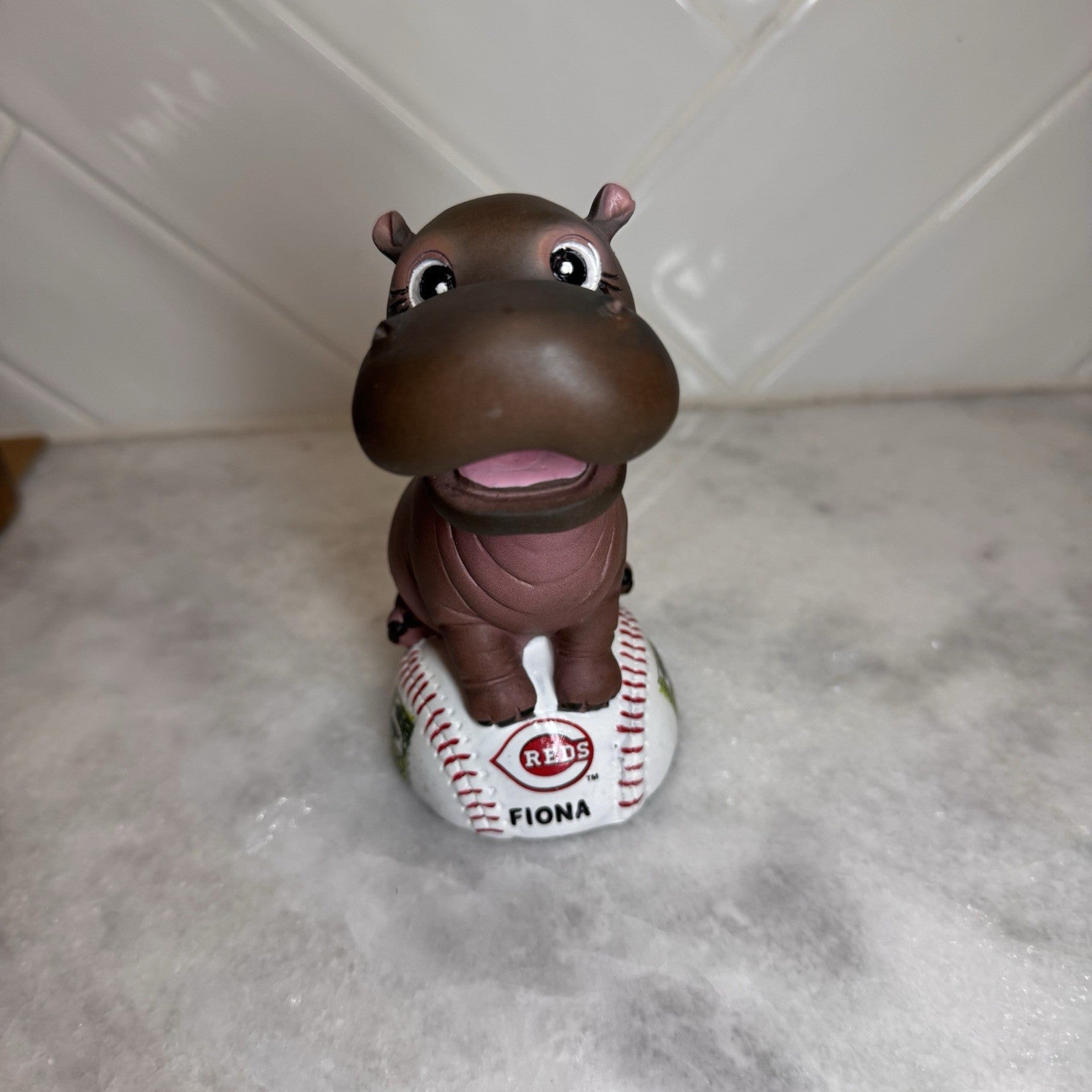 Cincinnati Reds Fiona Hippo Figurine Zoo Souvenir Baseball Resin