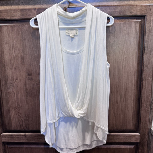 Artelier Nicole Miller White Sleeveless Drape Front Tank Top Size M USA