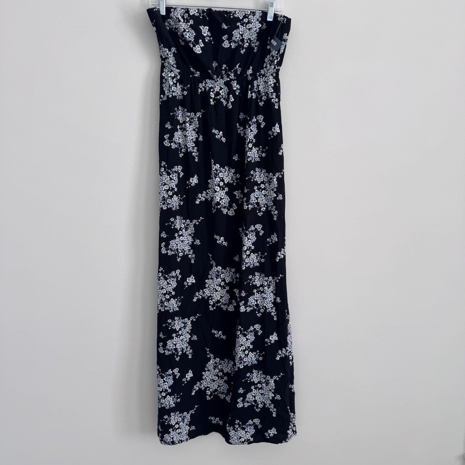 Old Navy Strapless Floral Maxi Dress M Black White Boho 2013