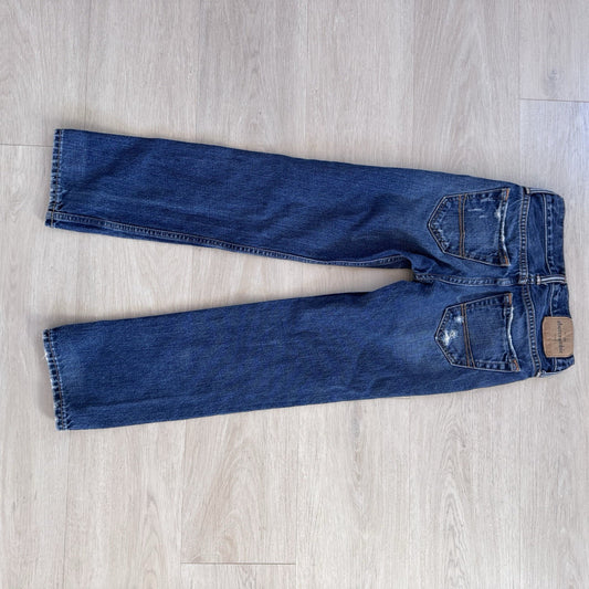Abercrombie Kids Boys Slim Straight Jeans Size 10 Distressed Dark Wash