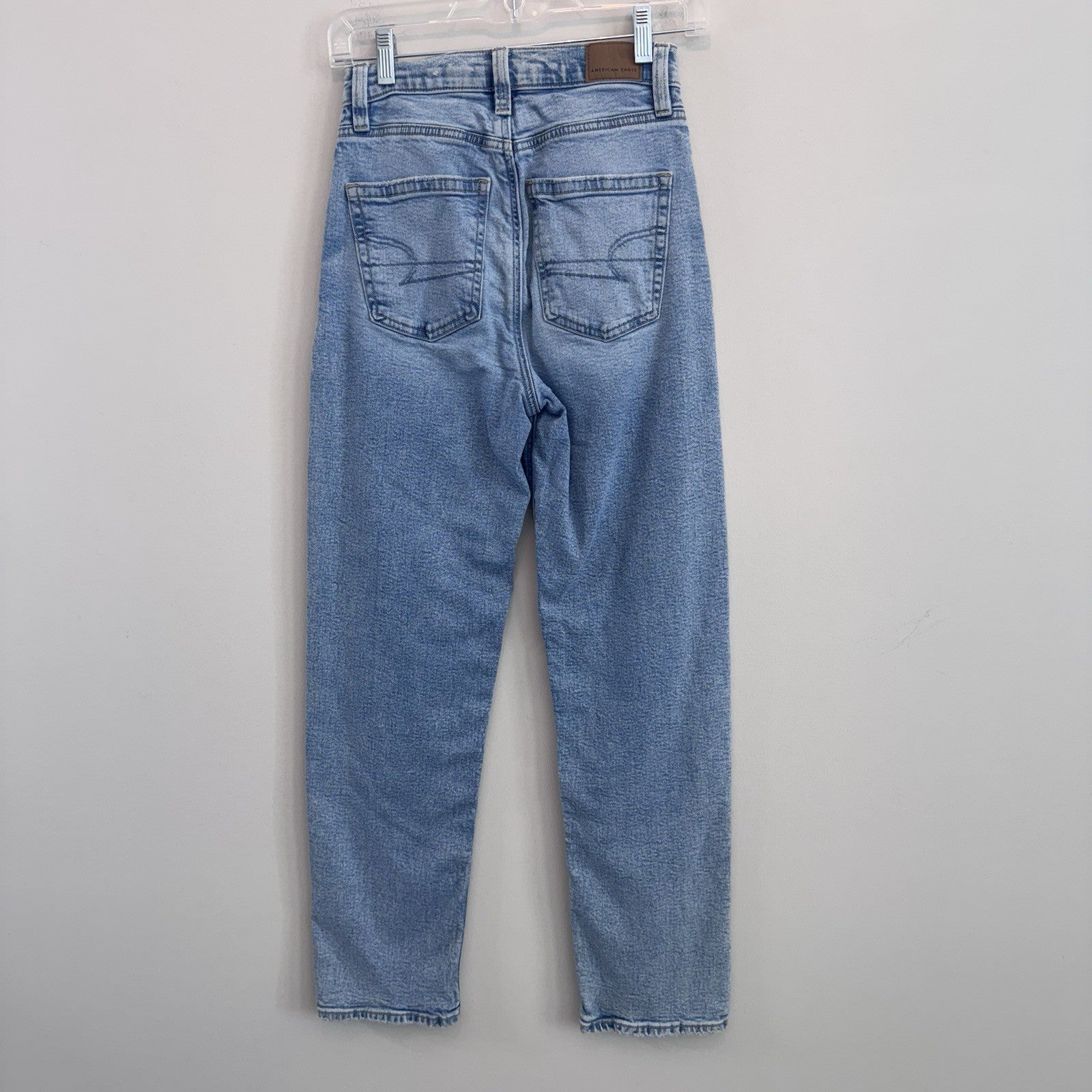 American Eagle Highest Rise Boyfriend Jeans 00 Short Light Wash Stretch Womens