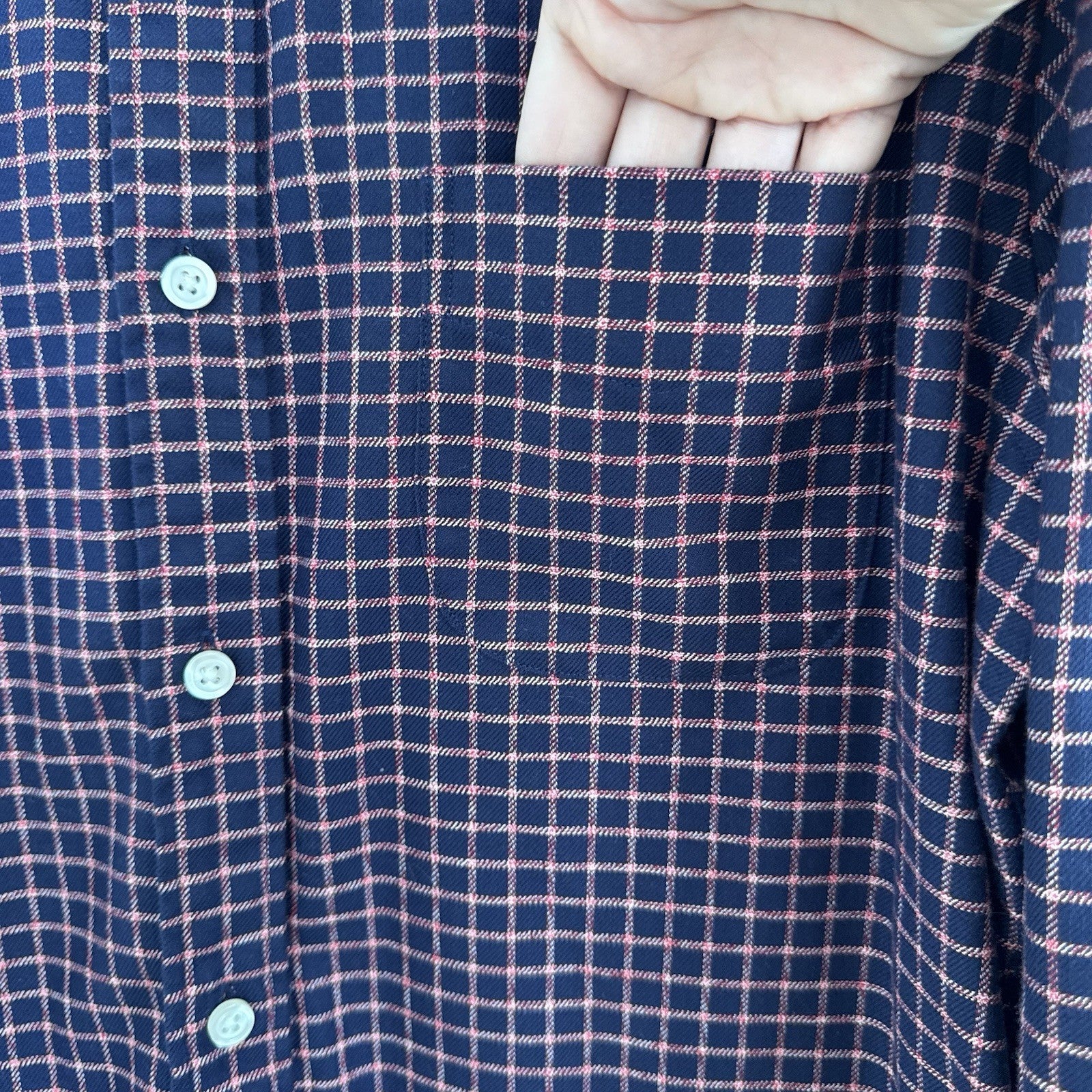 Charles Tyrwhitt Slim Fit Non-Iron Shirt Mens M Blue Pink Check Cotton 