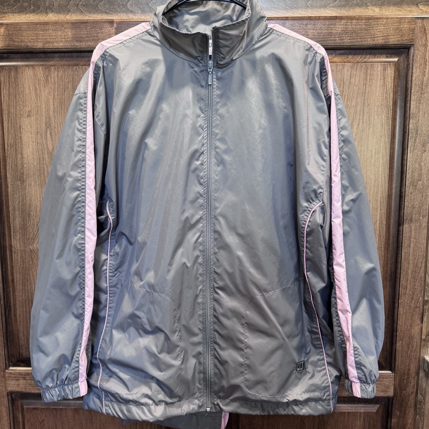 Vintage Wilson Windbreaker Tracksuit Set Gray Pink Nylon L Jacket Pants VTG