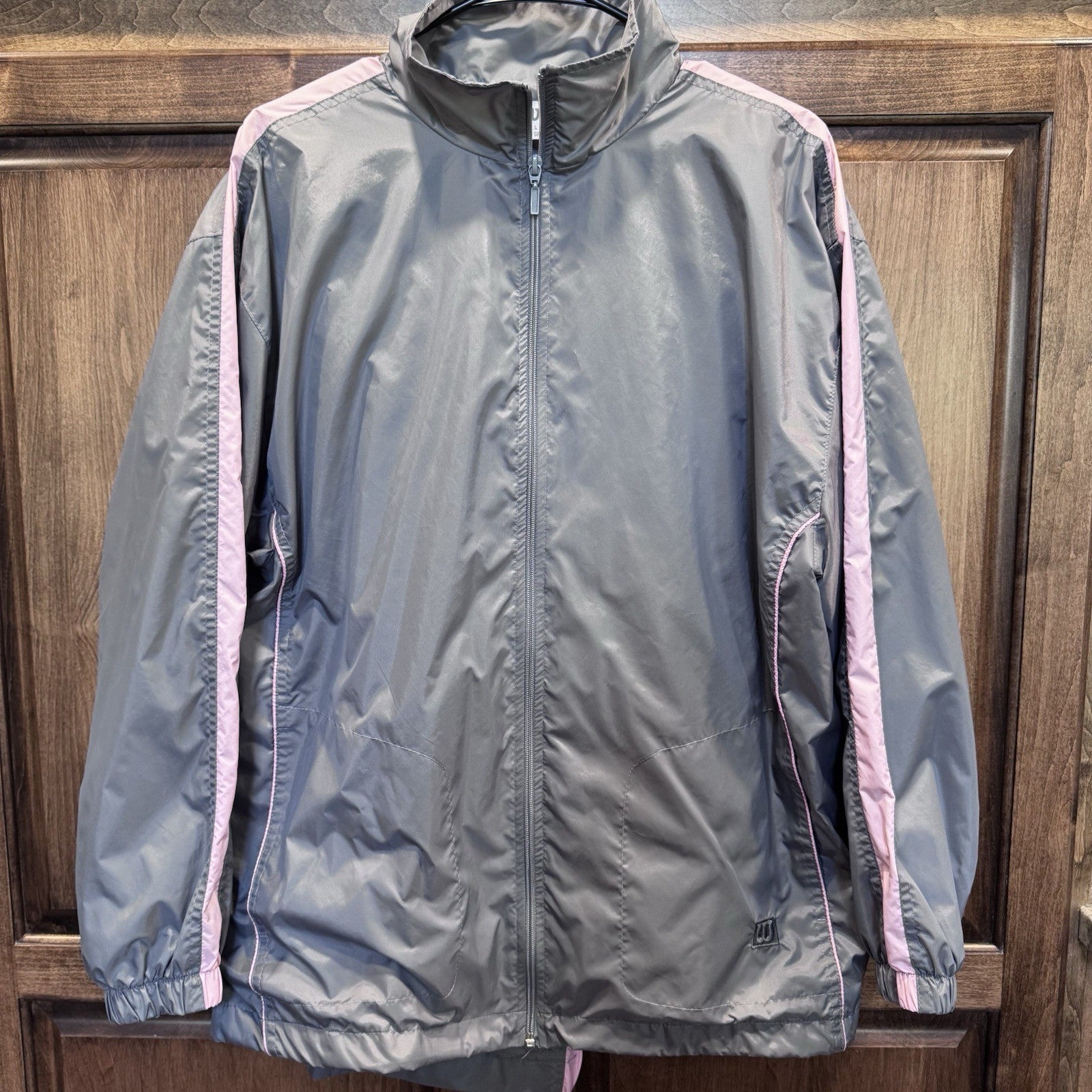 Vintage Wilson Windbreaker Tracksuit Set Gray Pink Nylon L Jacket Pants VTG