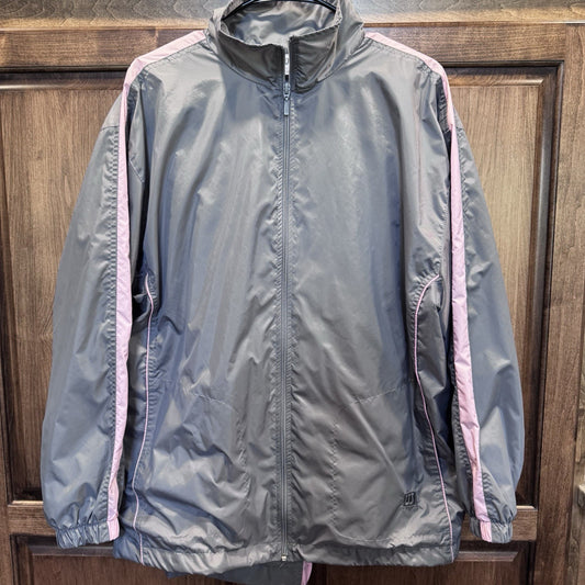 Vintage Wilson Windbreaker Tracksuit Set Gray Pink Nylon L Jacket Pants VTG