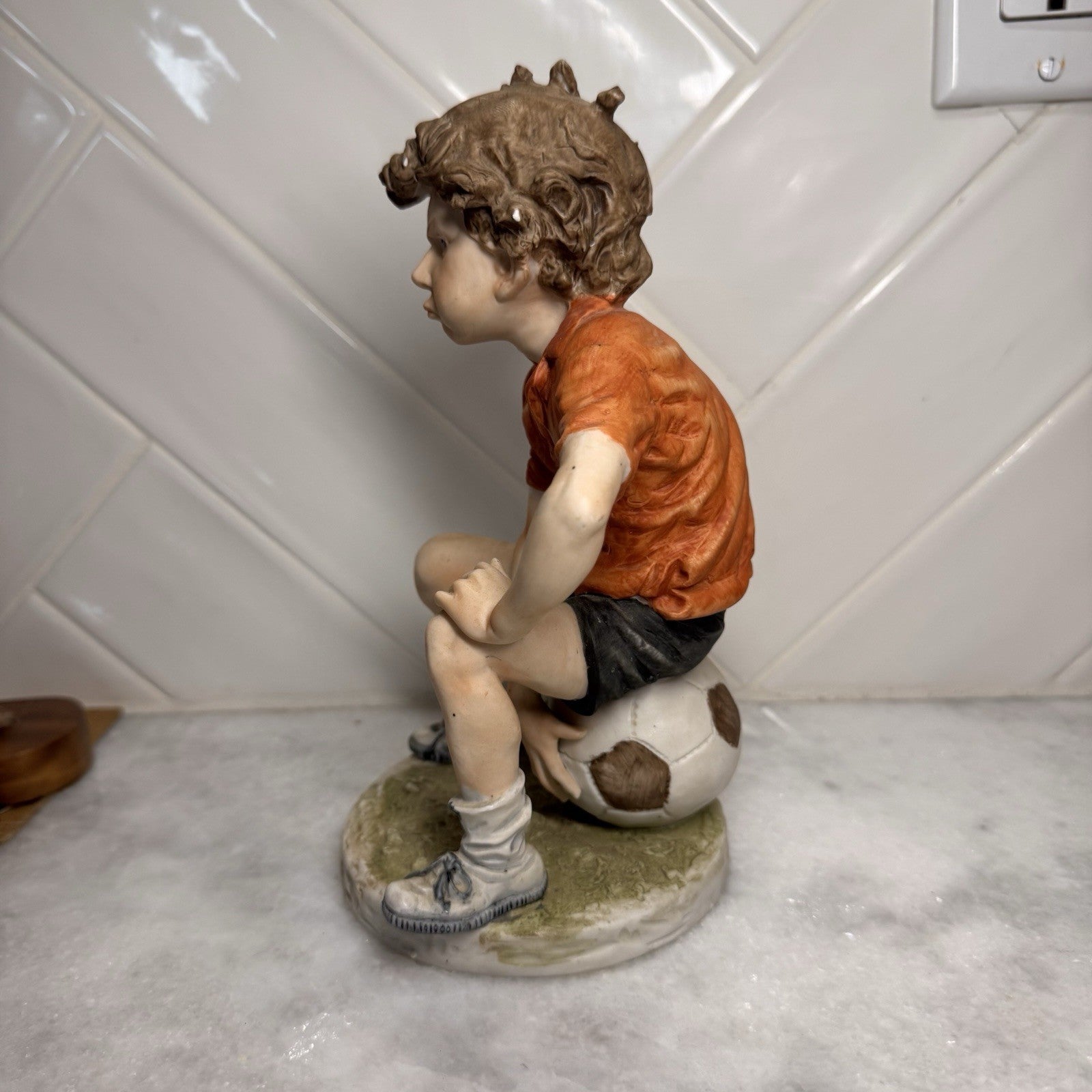 Vintage Himark Boy Soccer Figurine Old World Original Taiwan Statue 1970-1980