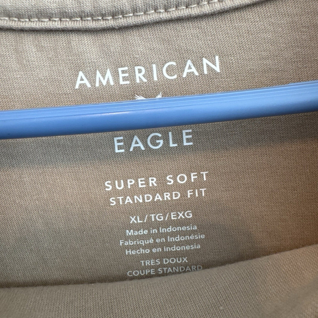 American Eagle Super Soft Long Sleeve T Shirt Taupe Beige XL Men’s Logo Tee