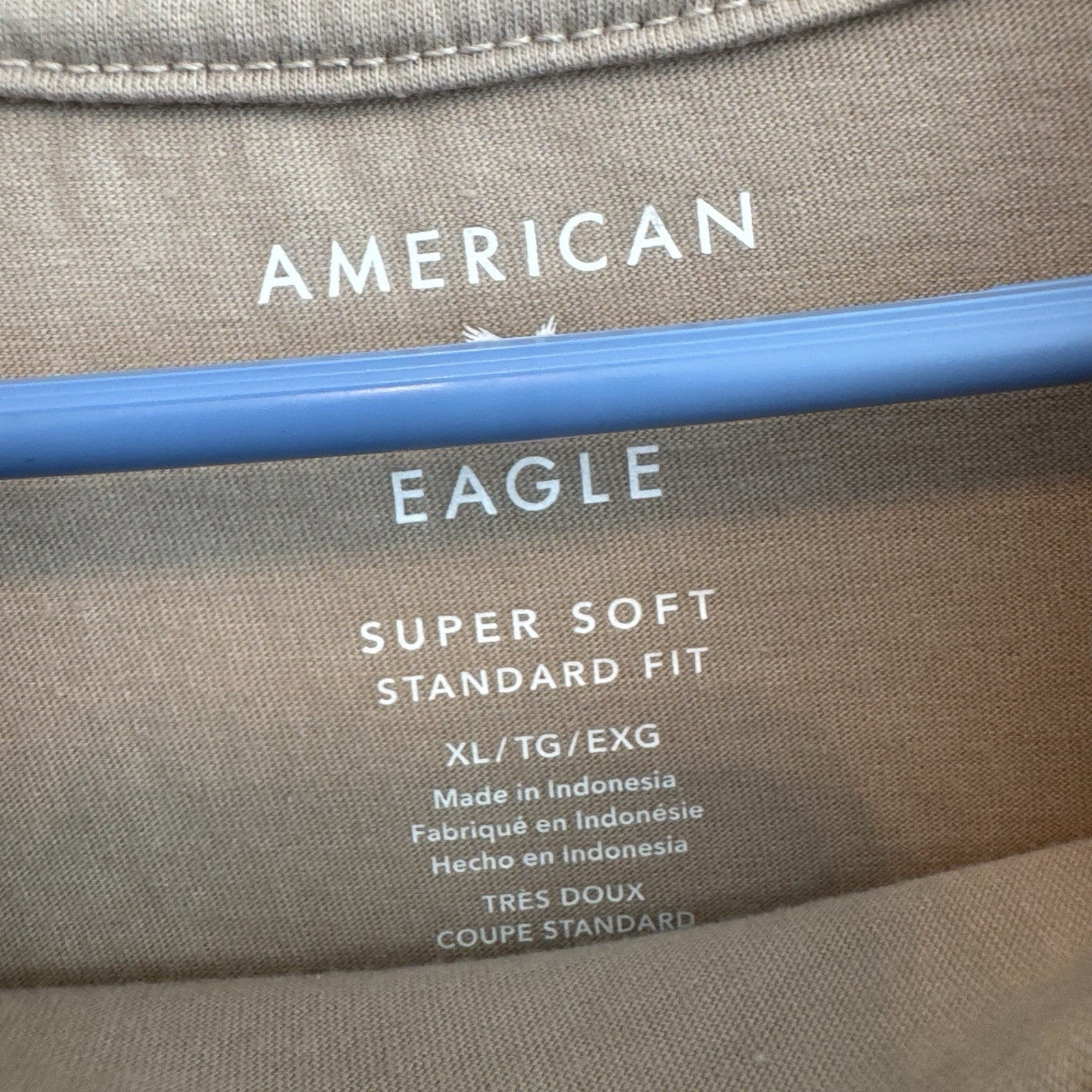 American Eagle Super Soft Long Sleeve T Shirt Taupe Beige XL Men’s Logo Tee