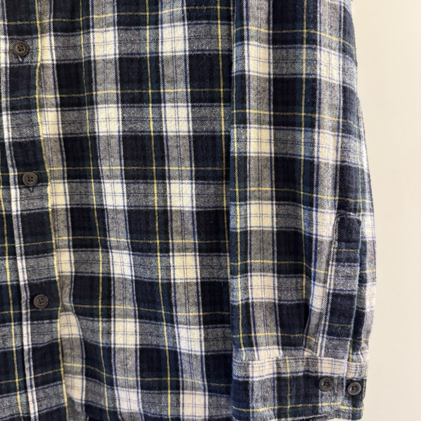 L.L.Bean Men’s Flannel Shirt 2X Black Blue Yellow Plaid Long Sleeve Cotton