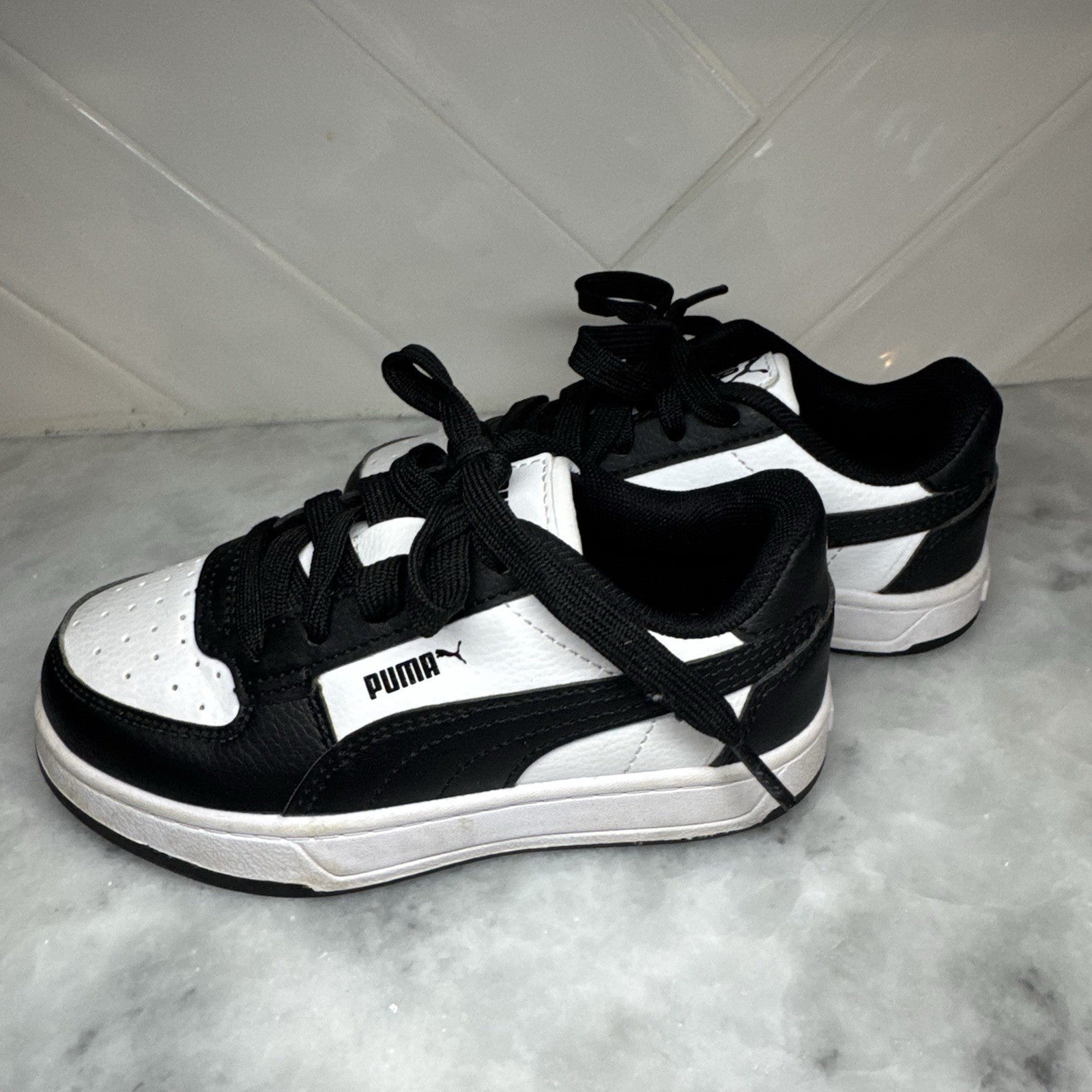 Puma Caven 2.0 Kids Black White Sneakers Size 11C 393838-26