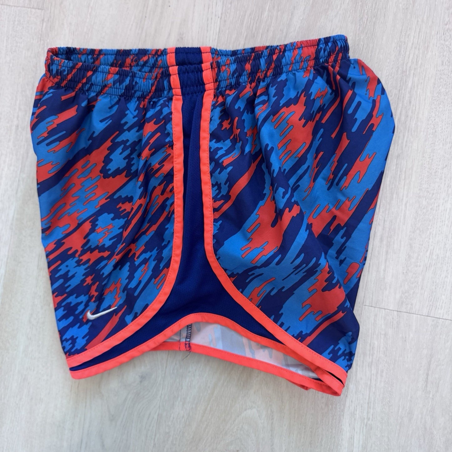 Nike Dri-Fit Womens Running Shorts Small Blue Red Abstract Athletic Activewear