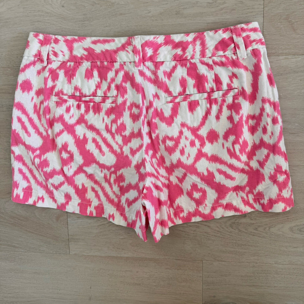 LOFT Pink Ikat Shorts Women’s 6 Linen Blend Summer Preppy