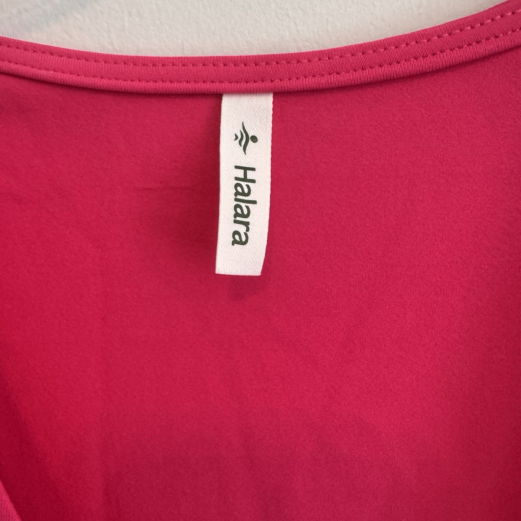 HALARA Pink Wrap Twist Front Top XS Athleisure Stretch Blouse NWT Women’s