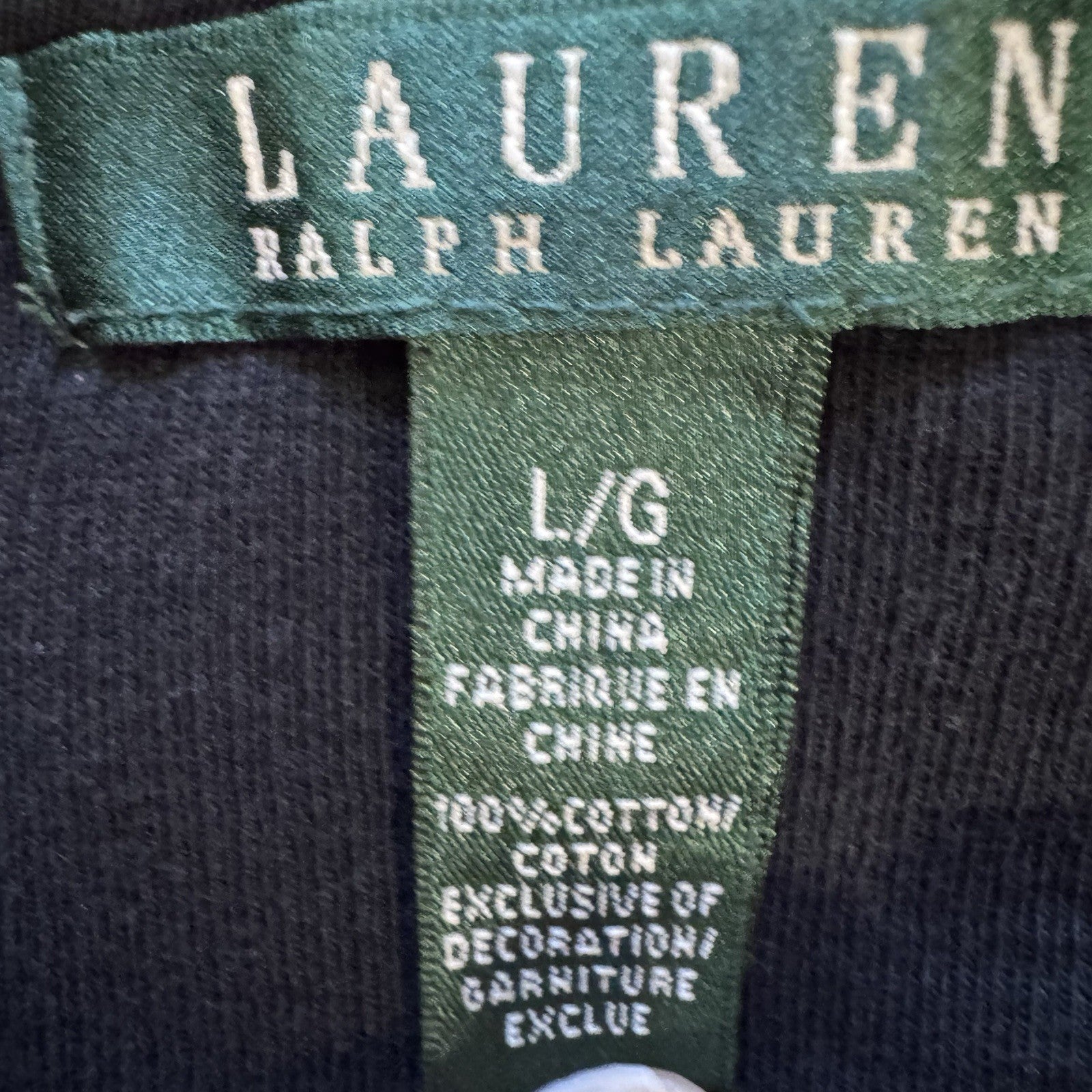 Lauren Ralph Lauren Black Waffle Knit Snap Button Pullover Top Size L