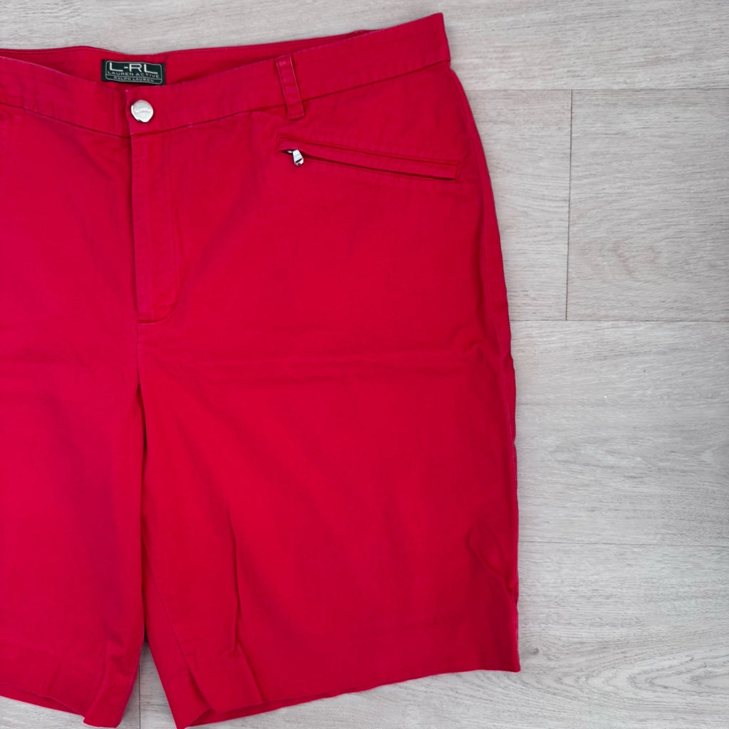 Women’s Lauren Ralph Lauren Red Bermuda Shorts Size 16 LRL Active Zip Pocket