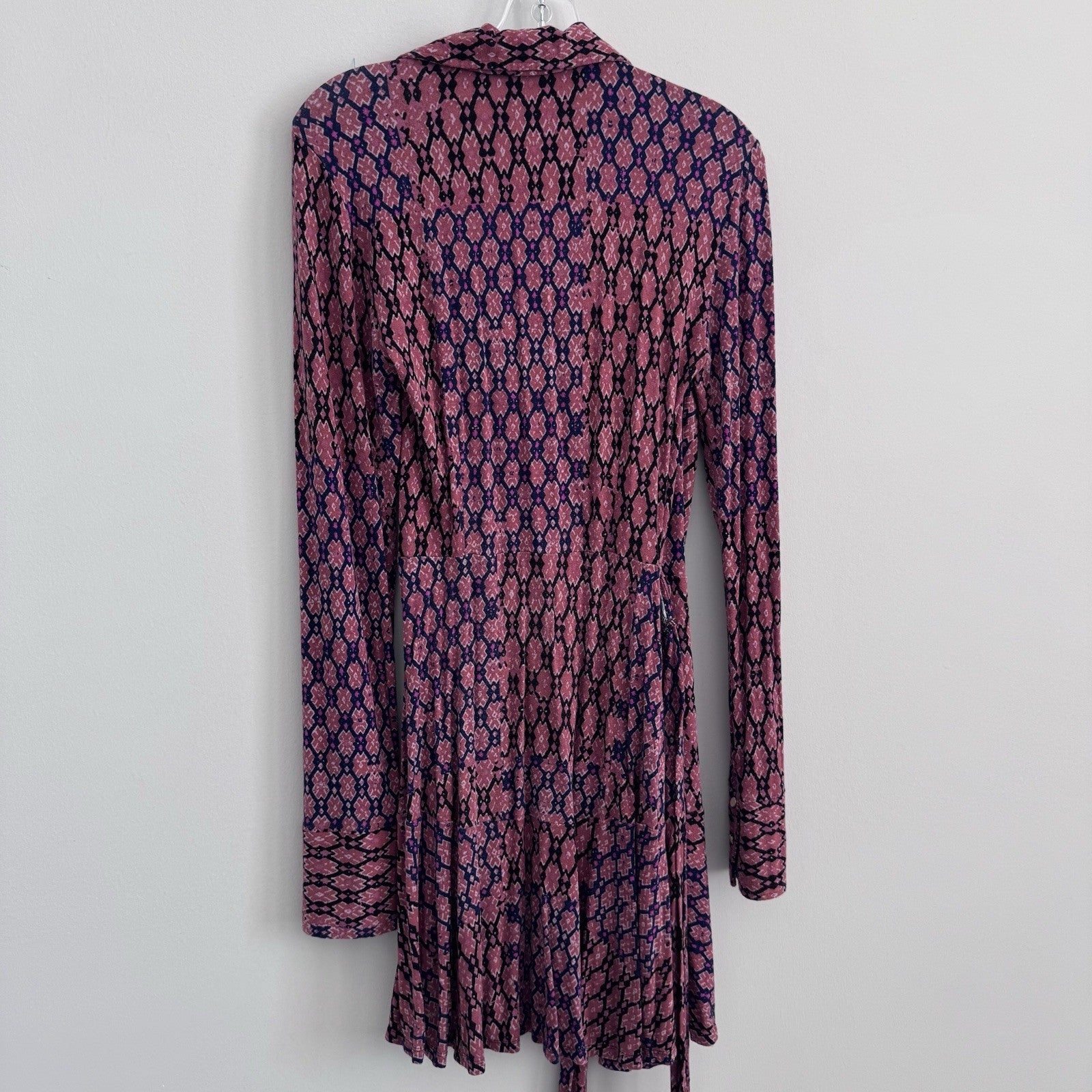 Free People Women’s Wrap Mini Dress L Pink Boho Y2K Snap Detail