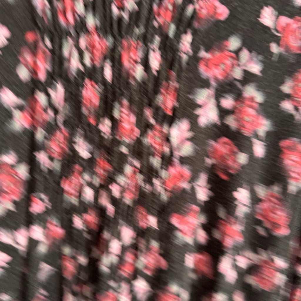American Rag Floral Tunic Top 1X Black Pink Roses Boho Handkerchief Hem Women’s