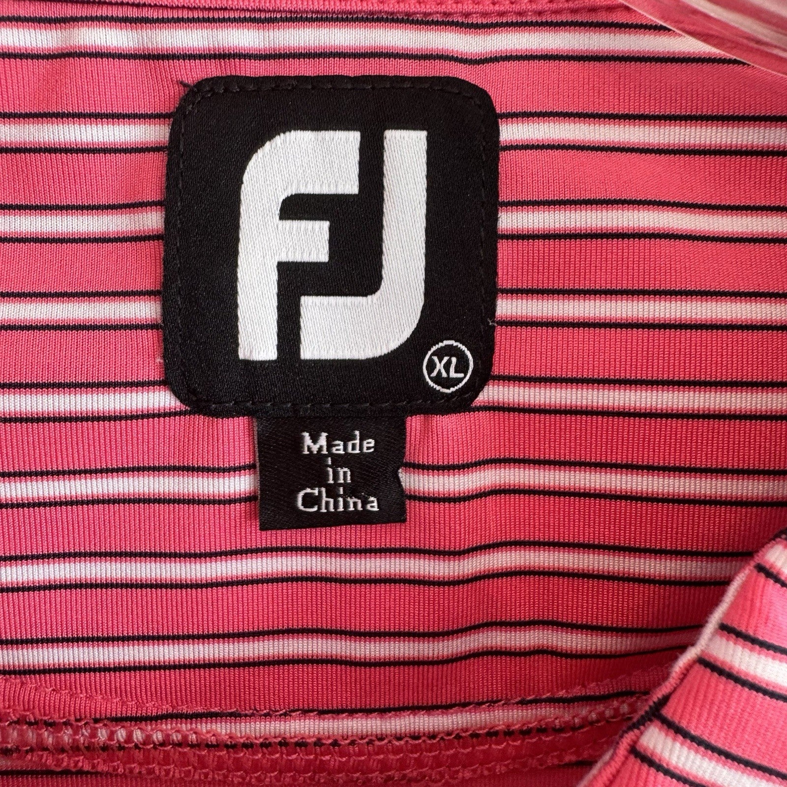 FootJoy FJ Golf Polo Shirt XL Pink Striped Holiday Panama City Beach Men’s