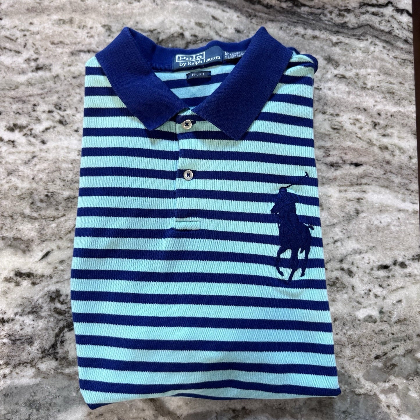 Polo Ralph Lauren Men’s Custom Slim Fit Striped Polo Shirt Blue Navy xLarge Pony