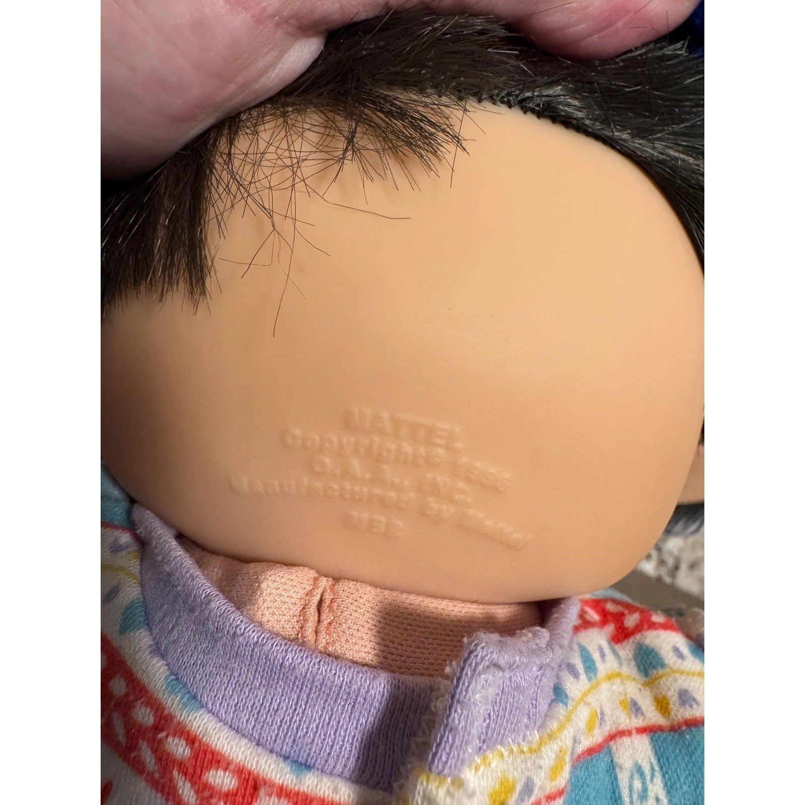 Vintage Cabbage Patch doll 90s with Sound box blue eyes black hair Custom outfit