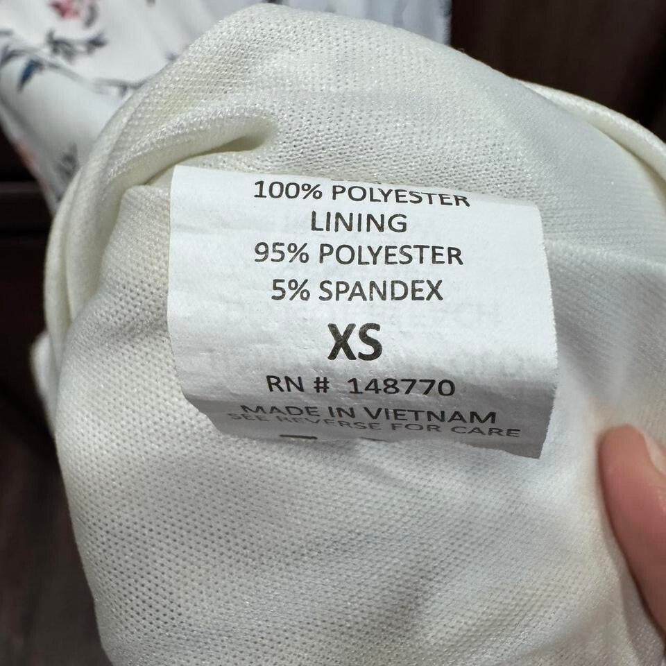 Sienna Sky Wrap Floral Dress White Pink Blue XS Short Sleeve Elastic Waist