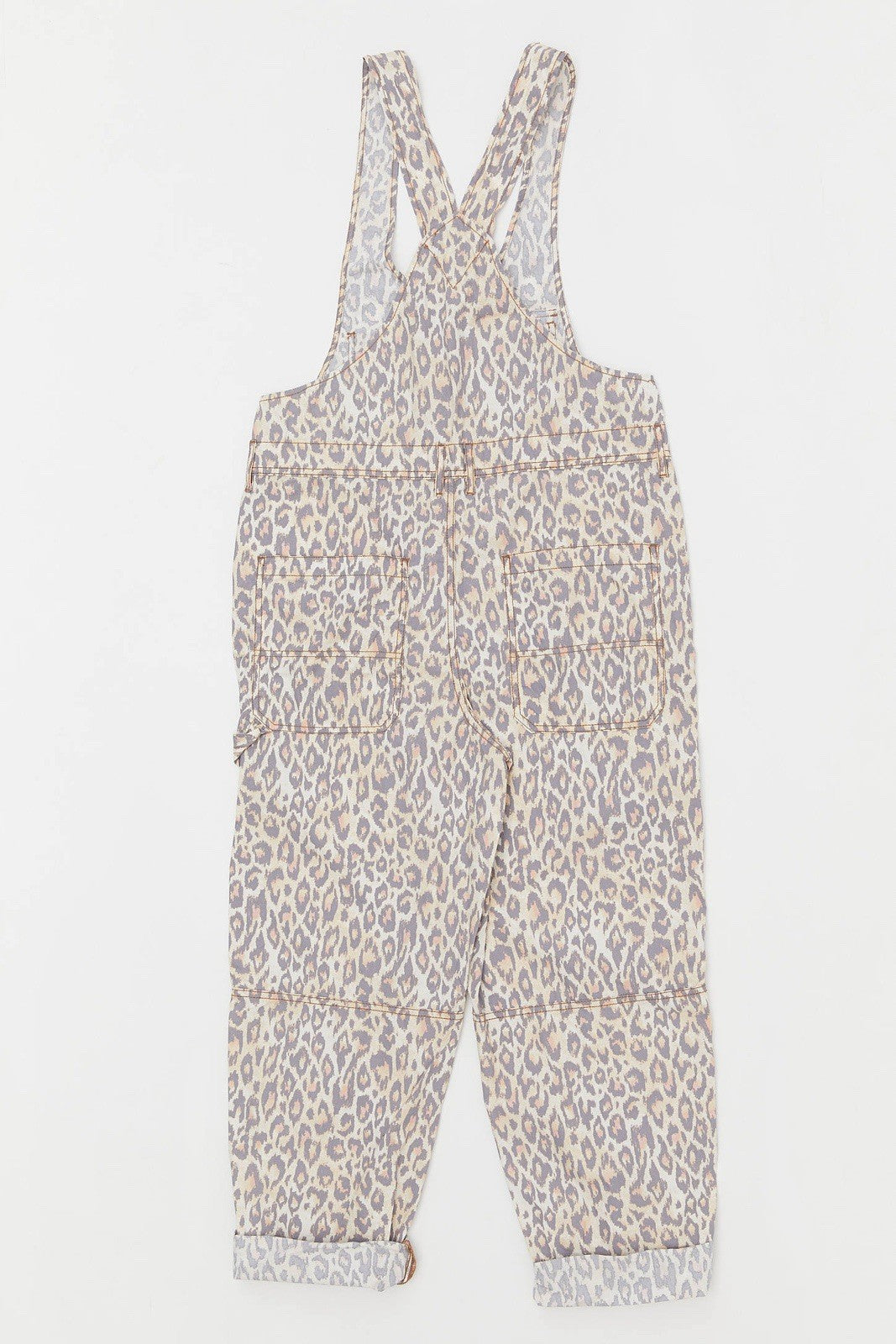 Urban Outfitters Leopard Print Overalls XS Canvas Carpenter Jumpsuit Y2K Street