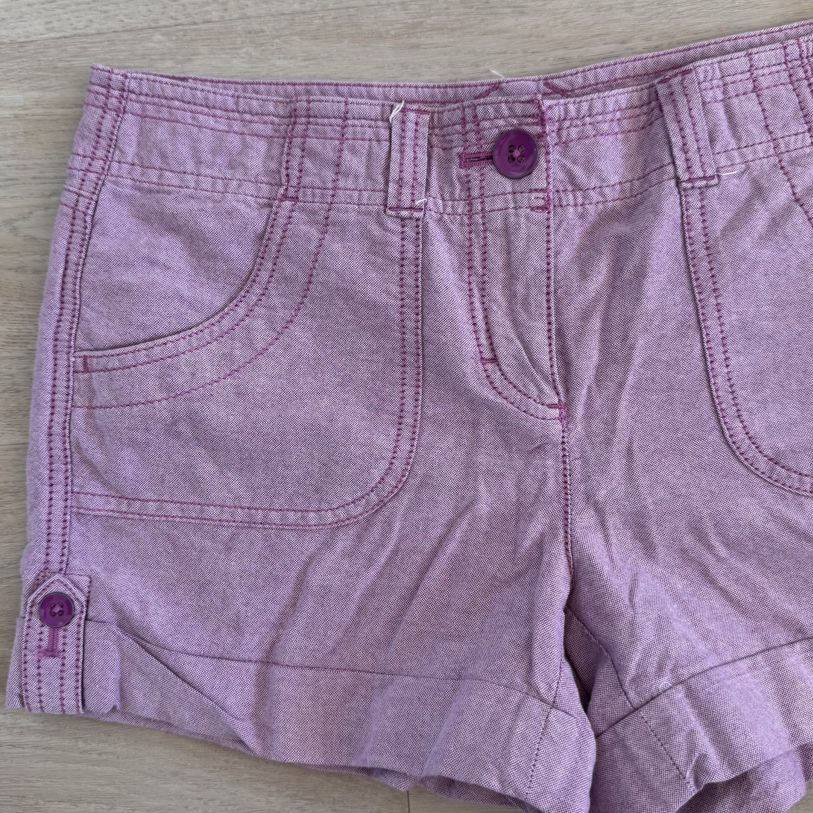 Women’s Ann Taylor LOFT Purple Cotton Shorts Sz 0 Original Casual Preppy