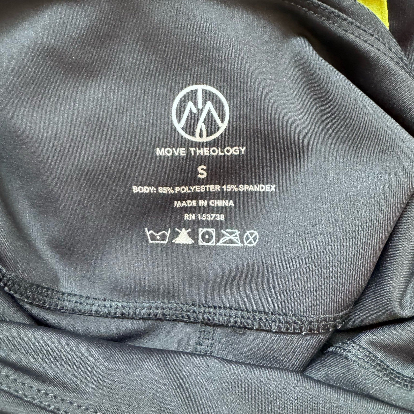 Move Technology Black Leggings Neon Green Stripe High Rise Womens Small