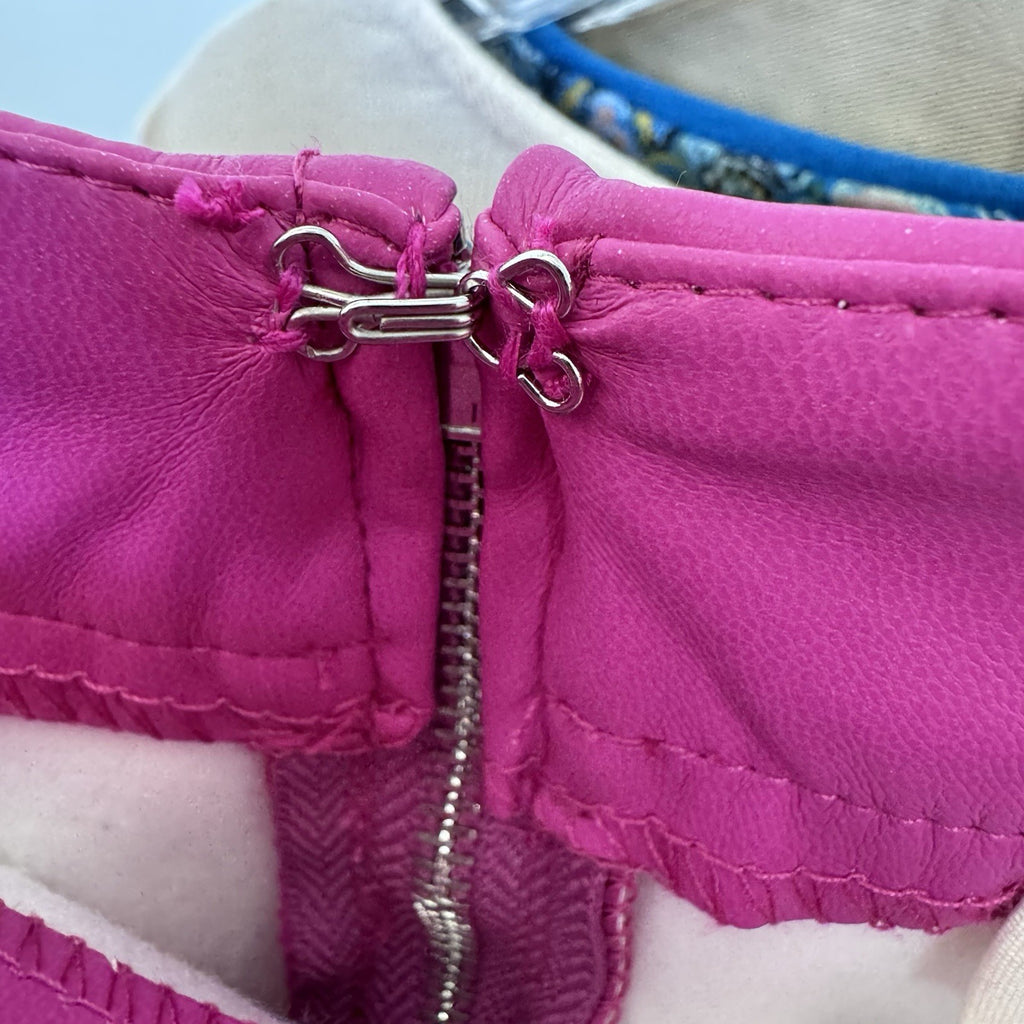 Entro NWT Women’s Pink Faux Leather Mini Skirt L Slit Back Zip Statement