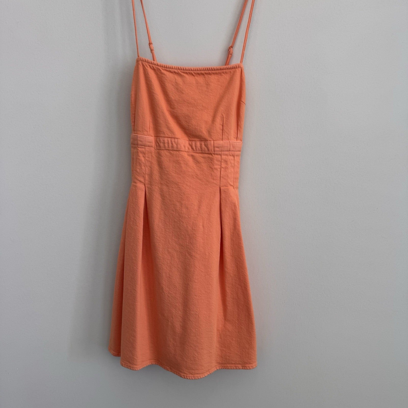 American Eagle Orange Denim Fit & Flare Dress Medium M Sundress Criss Cross Back