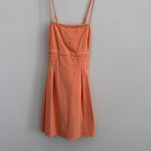 American Eagle Orange Denim Fit & Flare Dress Medium M Sundress Criss Cross Back