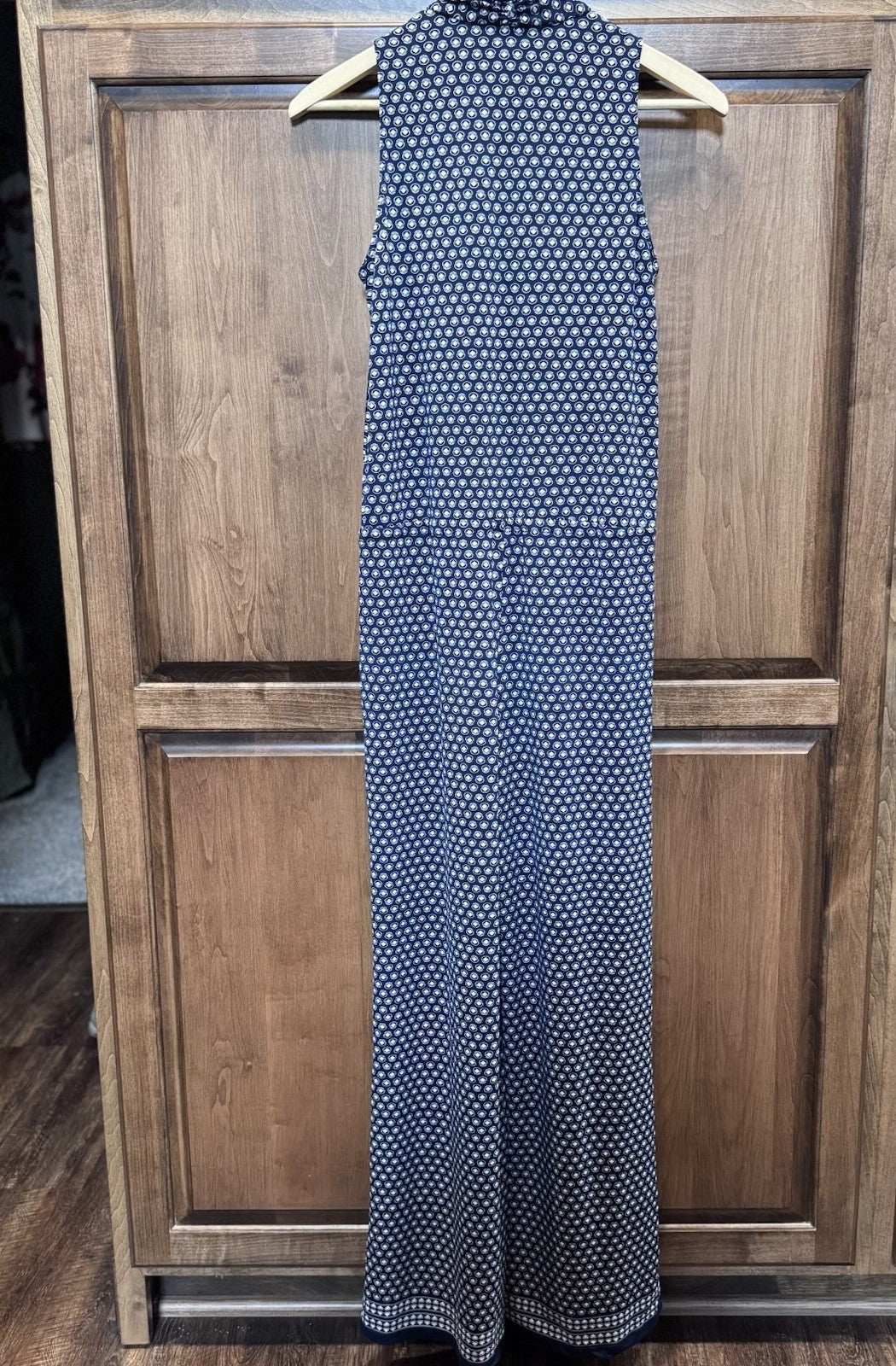 Max Studio Navy Blue Jumpsuit Size Medium Geometric Print