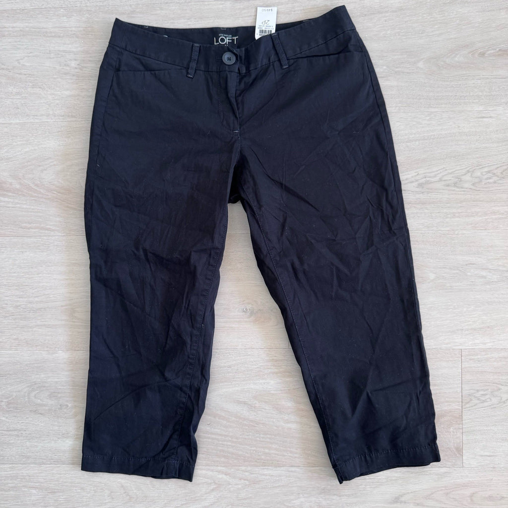 Ann Taylor LOFT 2P Black Crop Pants Petites NWT Office Career