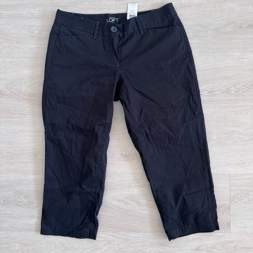 Ann Taylor LOFT 2P Black Crop Pants Petites NWT Office Career