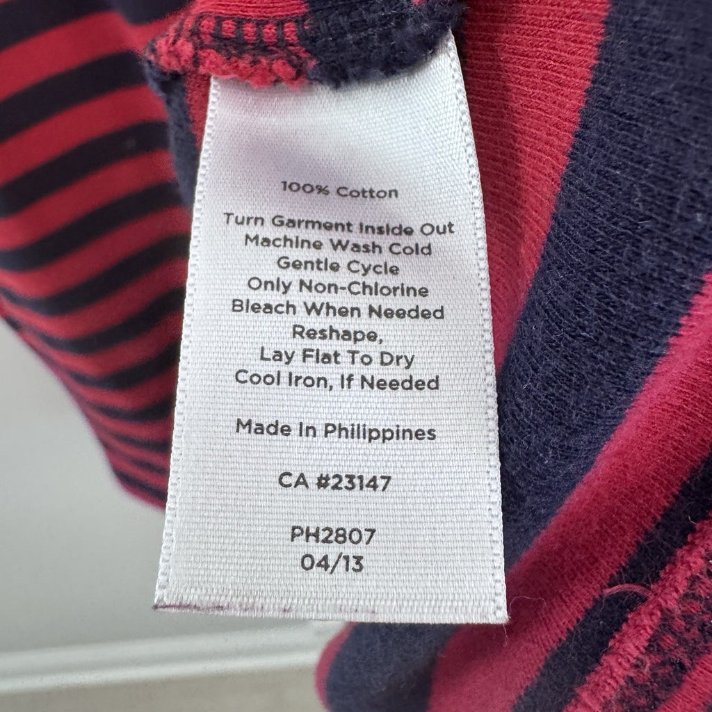 Talbots XL Red Navy Stripe Dress 3/4 Sleeve Nautical Button Shoulder