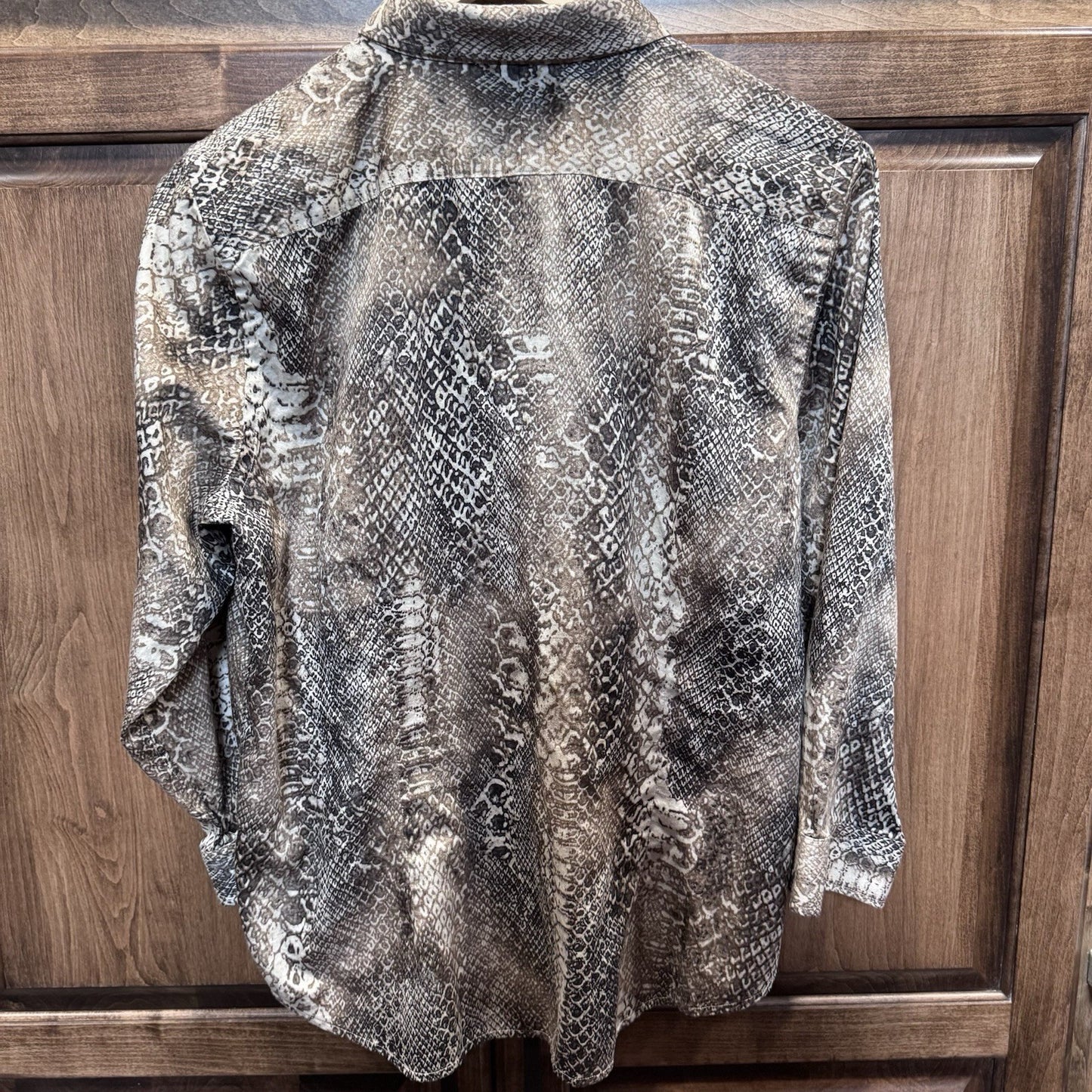 Lauren Ralph Lauren XL Button Down Shirt Snakeskin Print Blouse Animal Print 