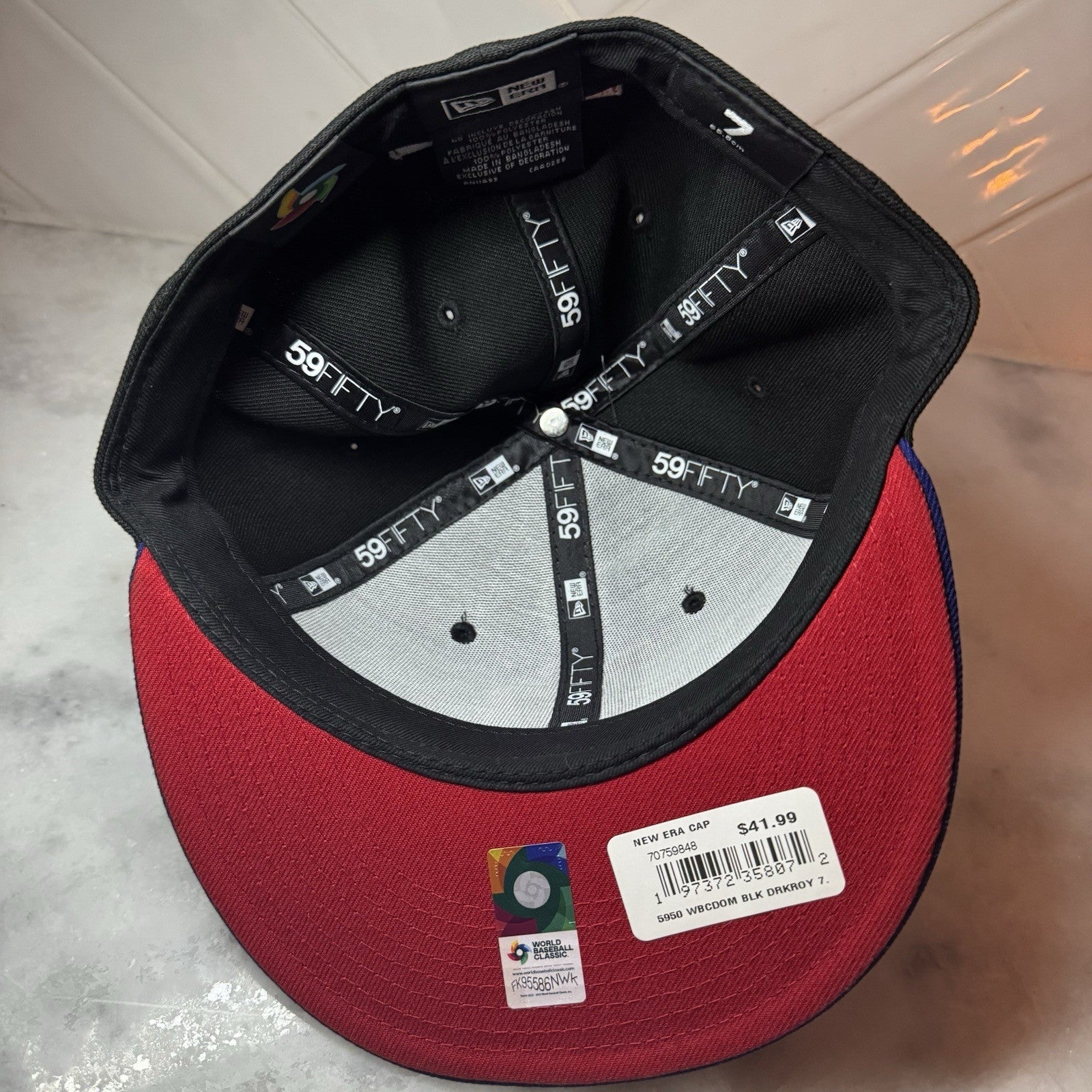 New Era 59FIFTY Dominican Republic RD Hat Black Blue Red Fitted Size 7 Cap WBC