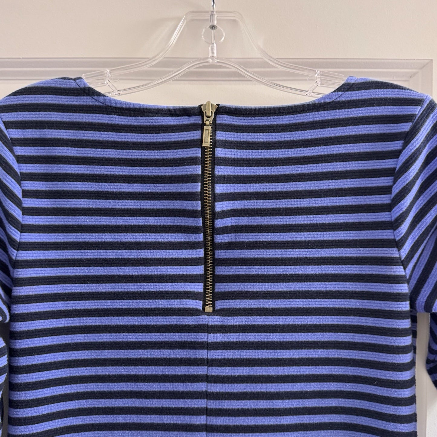 Old Navy Ponte Knit Striped Dress Small Petite Blue Black 3/4 Sleeve