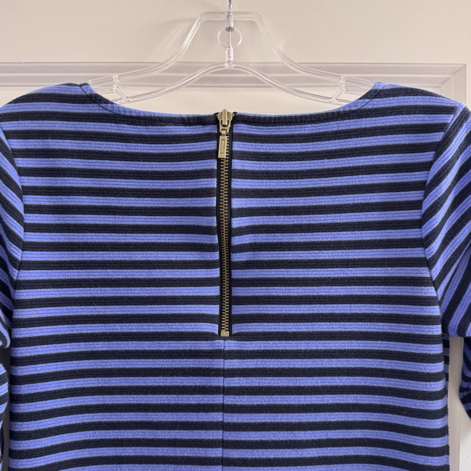 Old Navy Ponte Knit Striped Dress Small Petite Blue Black 3/4 Sleeve