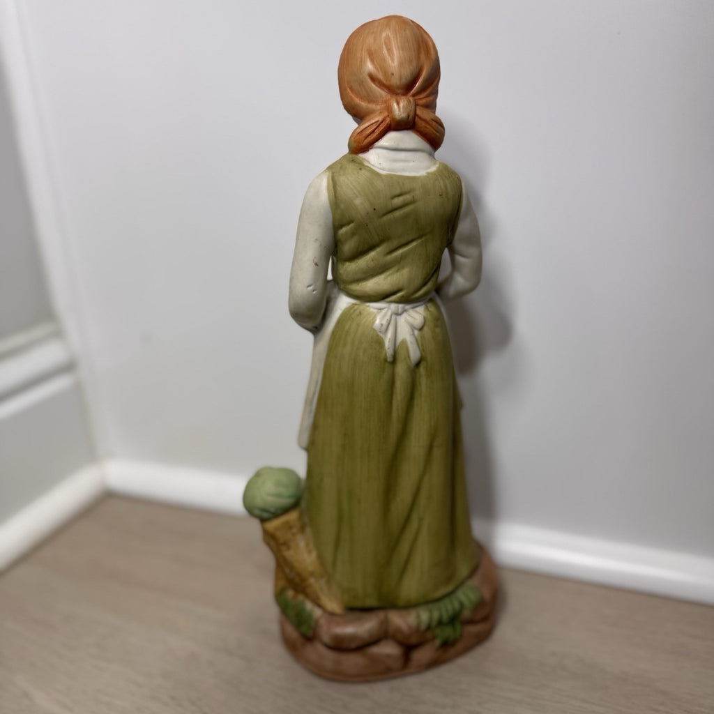 Vintage UCGC Old Couple Figurine Lot Porcelain Farmer & Wife Rustic Harvest 12"