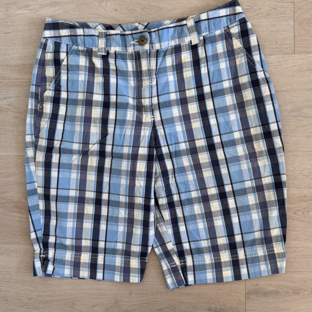 Kimi & Rogers Plaid Bermuda Shorts Womens 8P Blue Y2K Cotton Blend