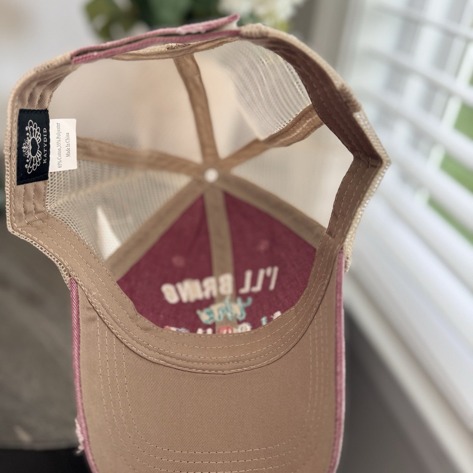 Katydid “I’ll Bring The Alcohol” Distressed Trucker Hat NWT Pink Boutique Cute