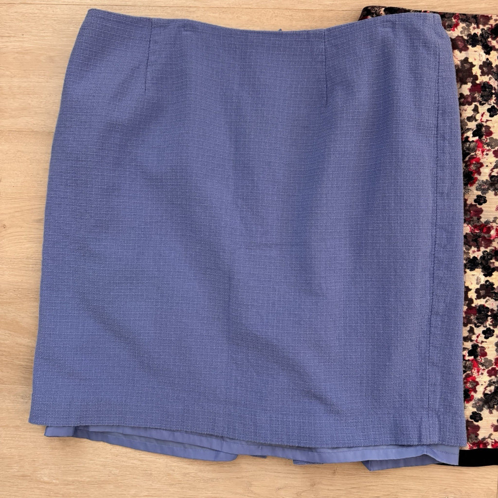 Talbots Women’s Skirt Lot 18W Blue Career Floral Textured Lined 2pc