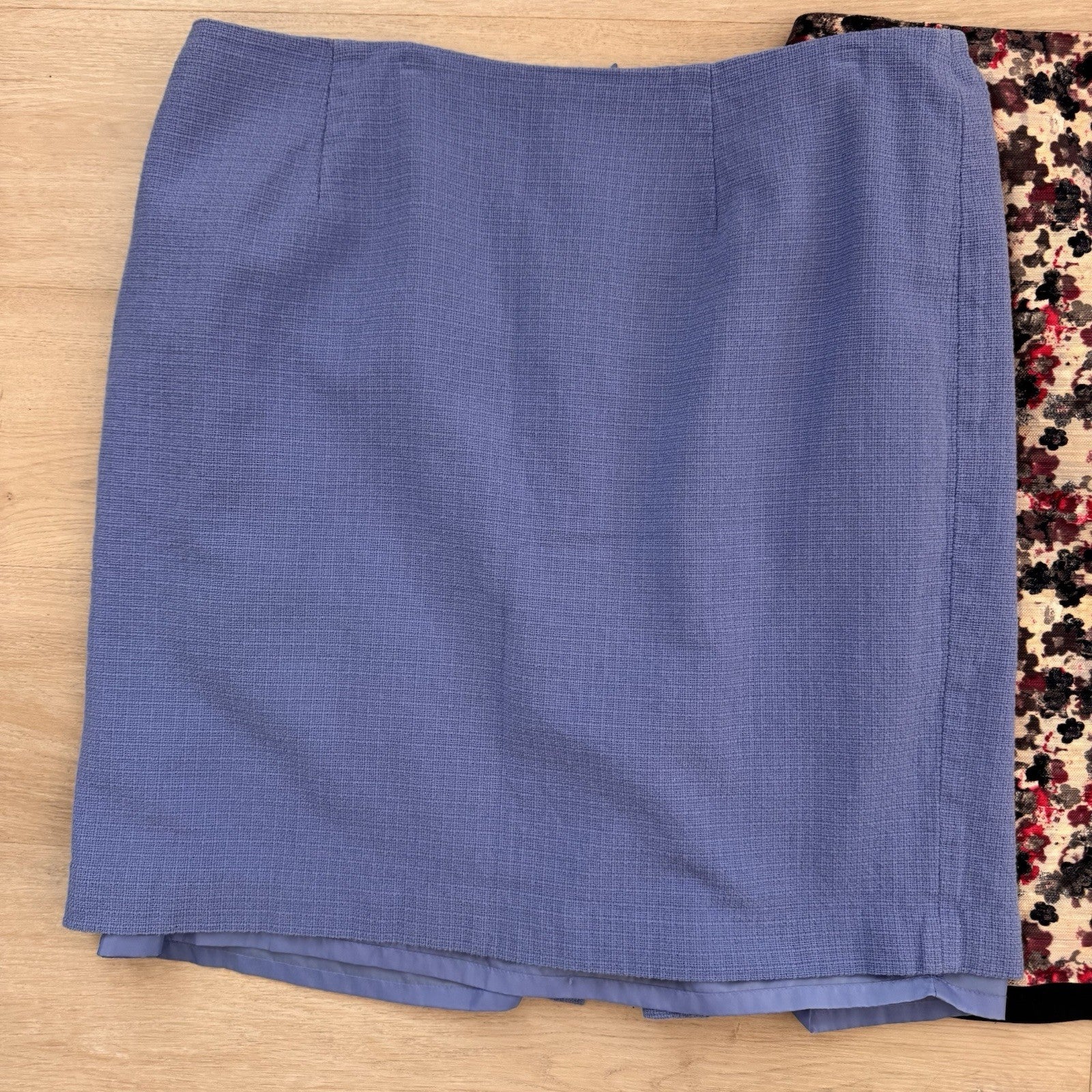 Talbots Women’s Skirt Lot 18W Blue Career Floral Textured Lined 2pc