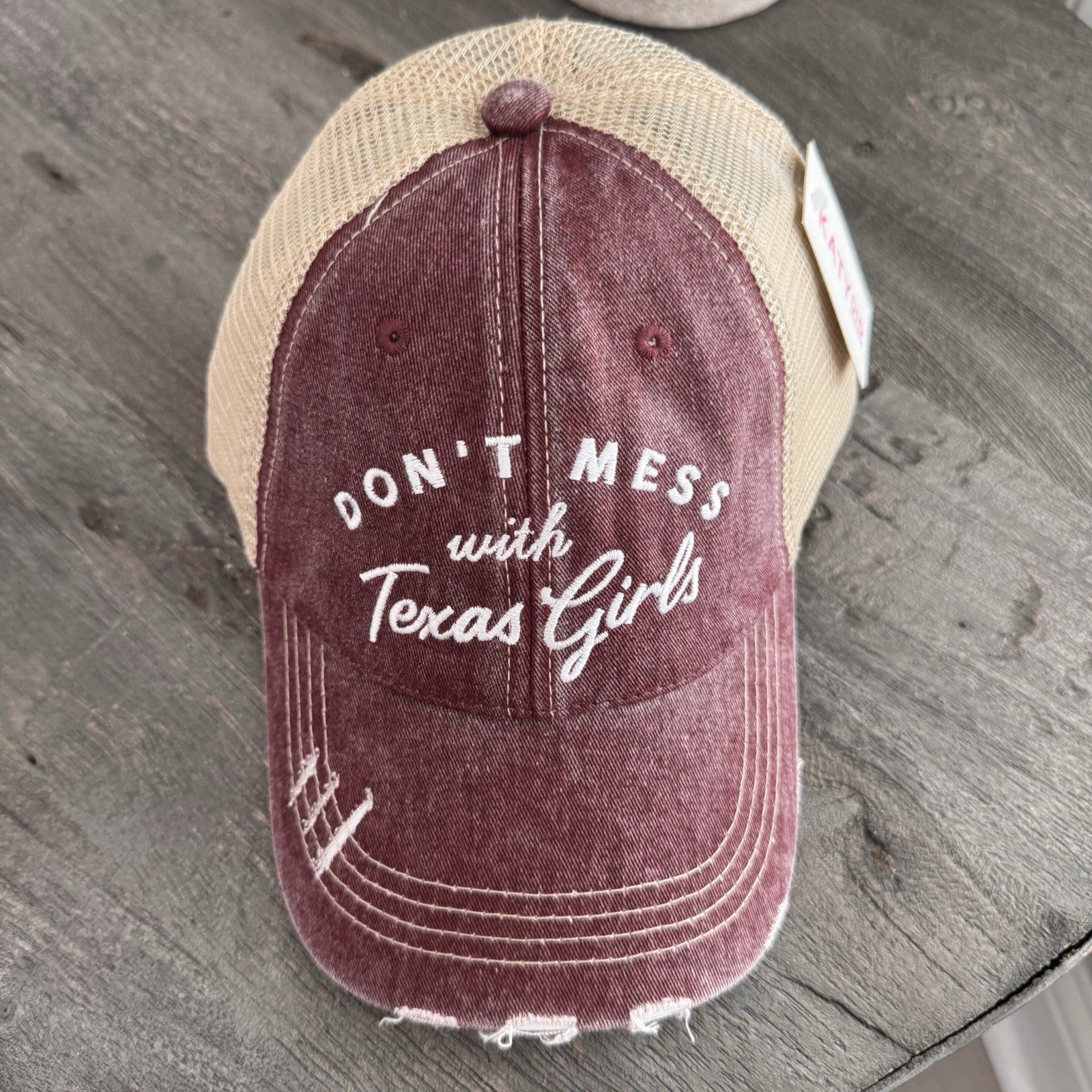 Don’t Mess With Texas Girls Hat KatyDid Trucker Distressed NWT Boutique TX