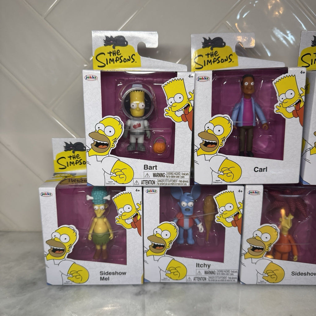 The Simpsons Jakks Pacific 7 Figure Lot Bart Carl Selma Itchy Sideshow Bob Mel