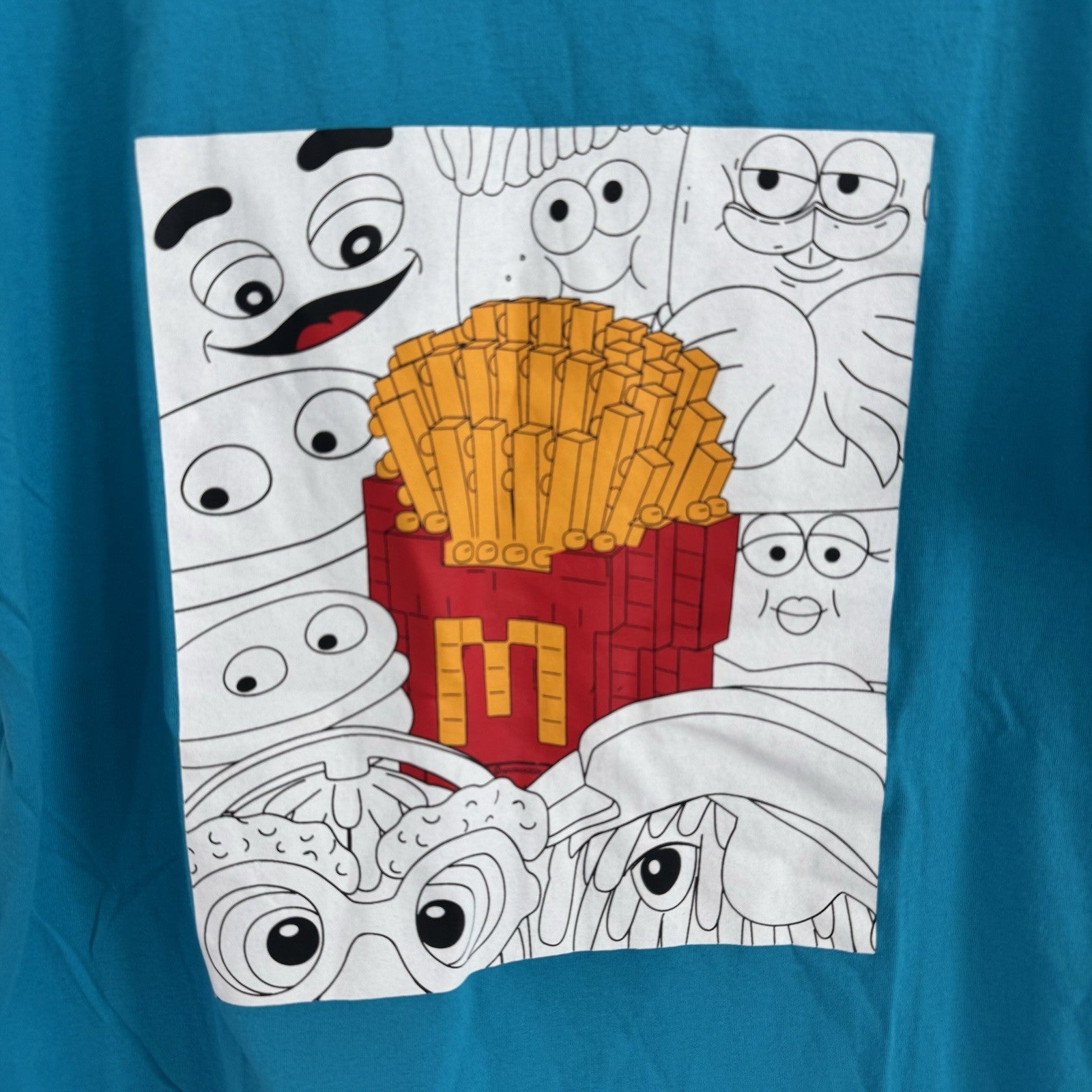 McDonald’s Fries Graphic T-Shirt Mens Large Blue Fast Food Character Authentic