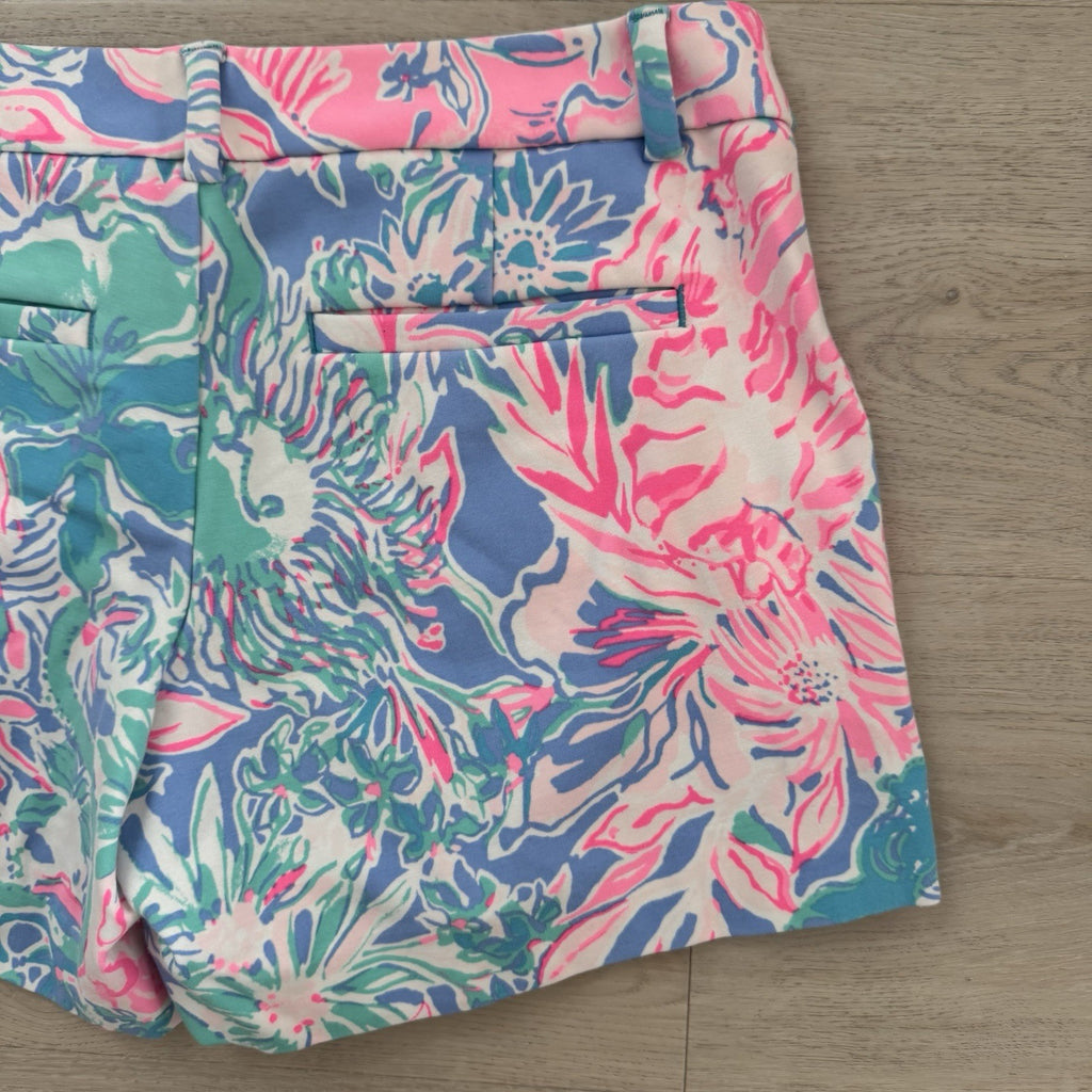 Lilly Pulitzer Printed Callahan  Shorts Sz 2 Pink Blue Tropical 2019 Women’s