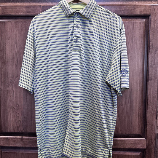 FootJoy Men’s Large Striped Golf Polo Shirt Green Blue FJ Georgia Club Logo