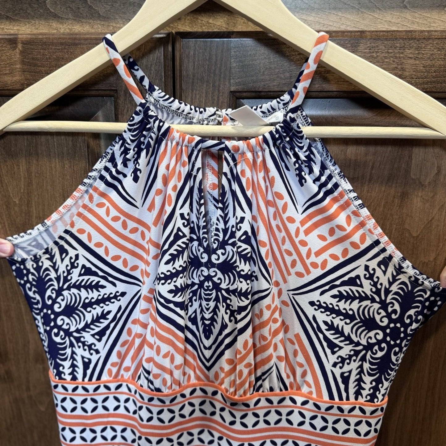 London Times Jumpsuit Size 8 Geometric Print Wide Leg 